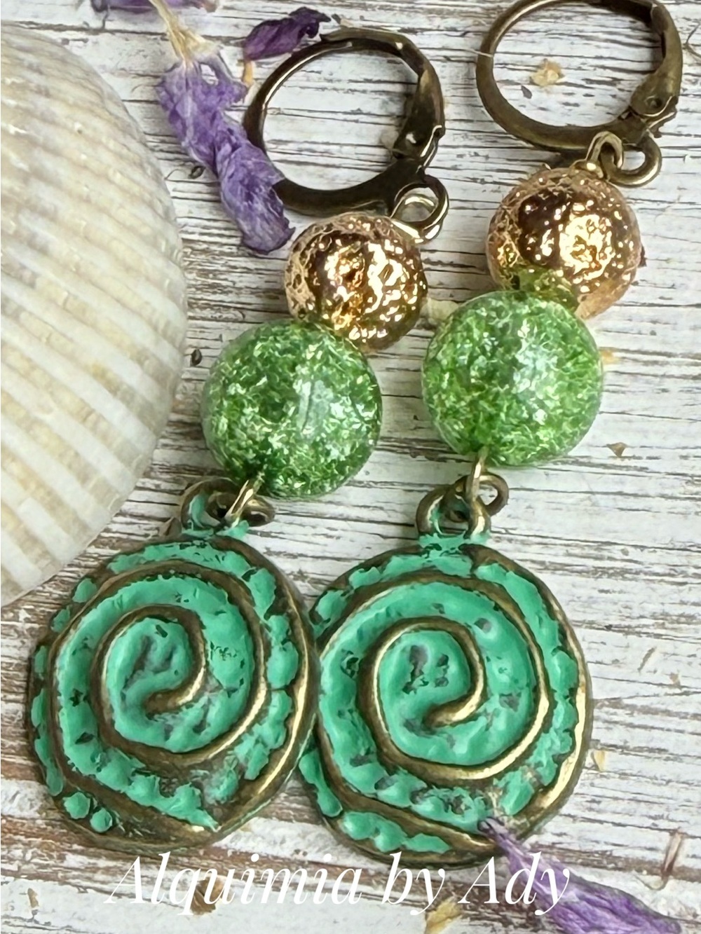 Boho + Vibrant Green quartz and Silver Earrings